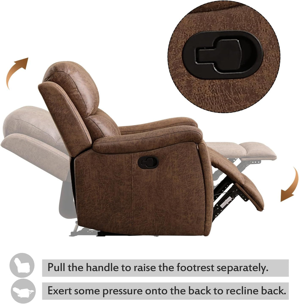 CANMOV Leather Recliner Chair, Classic and Traditional Manual Recliner Chair ...