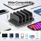 KDD 4-Slot Vertical Laptop Stand with Gravity Locking, 6-in-1 Laptop Holder Desktop Stand, Space-Saving Organizer Fits MacBook/Surface/HP/Dell/Book/Tablet/Switch/Cell Phone and Keyboard