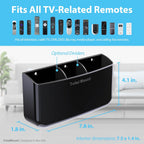 TotalMount Hole-Free Remote Holder – Eliminates Need to Drill Holes in Your Wall (Premium Black Holder for 3 or 4 Remotes)