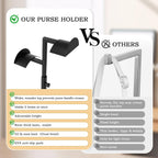 2 Pack Purse Stands for Display, Dual Hook Purse Holder, Stainless Steel, Adjustable Height Purse Rack Stand Bag Hanger for Closet, Handbag Display Stand for Vendors Table Boutiques (Black)
