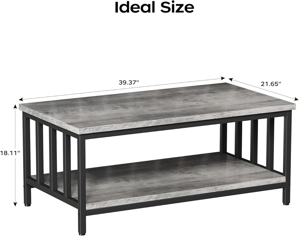 Homeiju Coffee Table for Living Room with Slatted Sides Frame, Modern Farmhou...