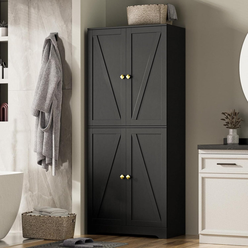 LYNSOM Kitchen Pantry Storage Cabinet 72“ Tall, Farmhouse Pantry Cabinet with...