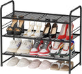 Simple Shoe Rack, 3 Tier Heavy Duty Metal Shoe Shelf 27 Inch Wide, Black