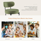 DUMOS Dining Chairs Set of 6, Mid Century Modern Chair Round Upholstered Curved Backrest, Kitchen Vanity Living Room Chairs with Black Metal Legs, Green