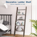 Natsukage Rustic Wooden Blanket Ladder - Farmhouse Decorative Ladder Shelf for Living Room, Bathroom, Bedroom (63" x 22", Rustic Walnut)