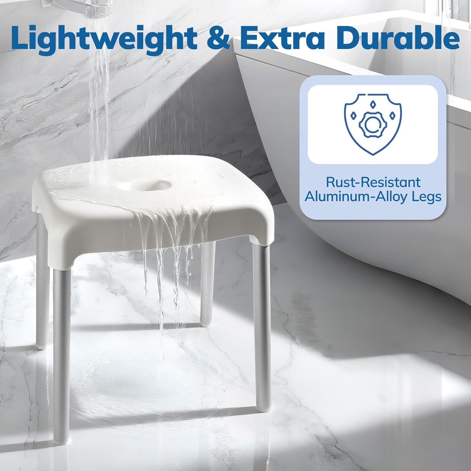 Umimile Shower Stool for Shaving Legs - Fixed Height, Sturdy 330 lb Bath Seat - Anti-Slip Safety Shower Stool for Shaving Legs, Elderly and Disabled, Tool-Free Assembly (Height: 13.8")
