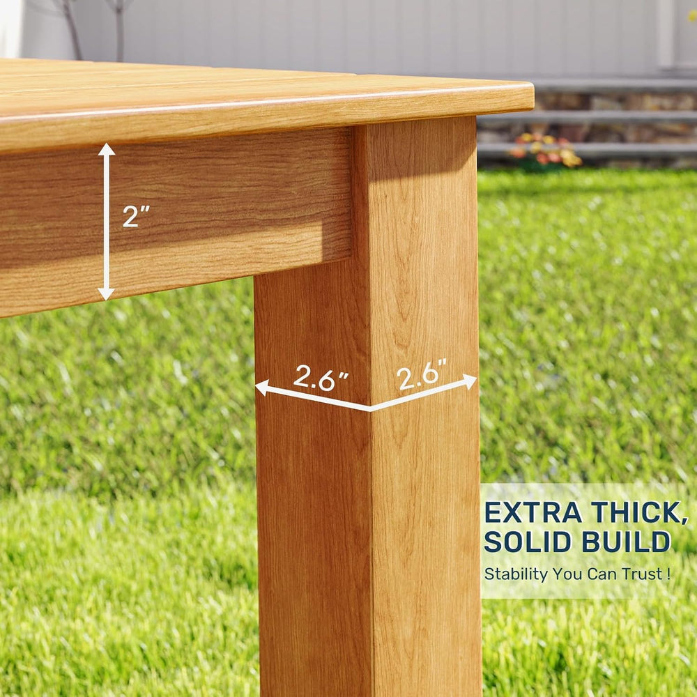 ZHUSI Patio Dining Table, HIPS with Umbrella Hole, Wood