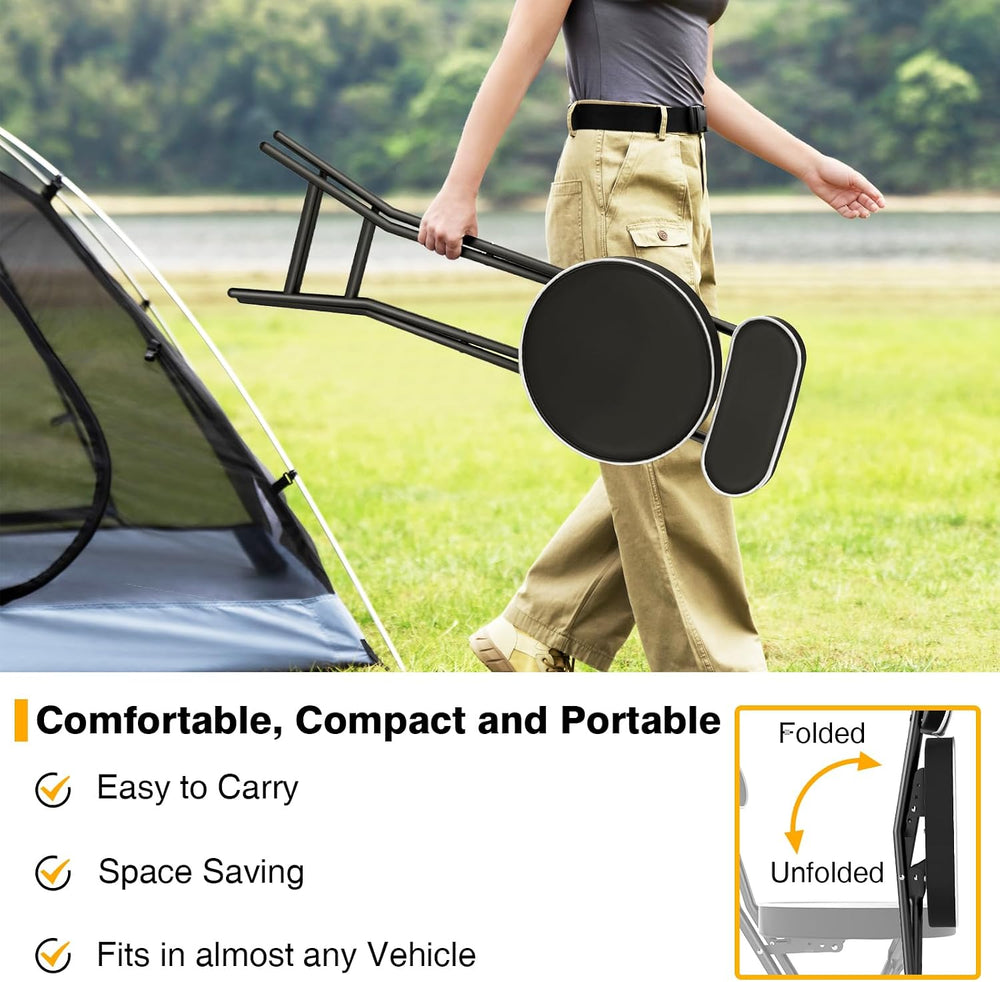 Folding Stool with Back Support, 24 Inch Portable Collapsible Bar Stool | wit...