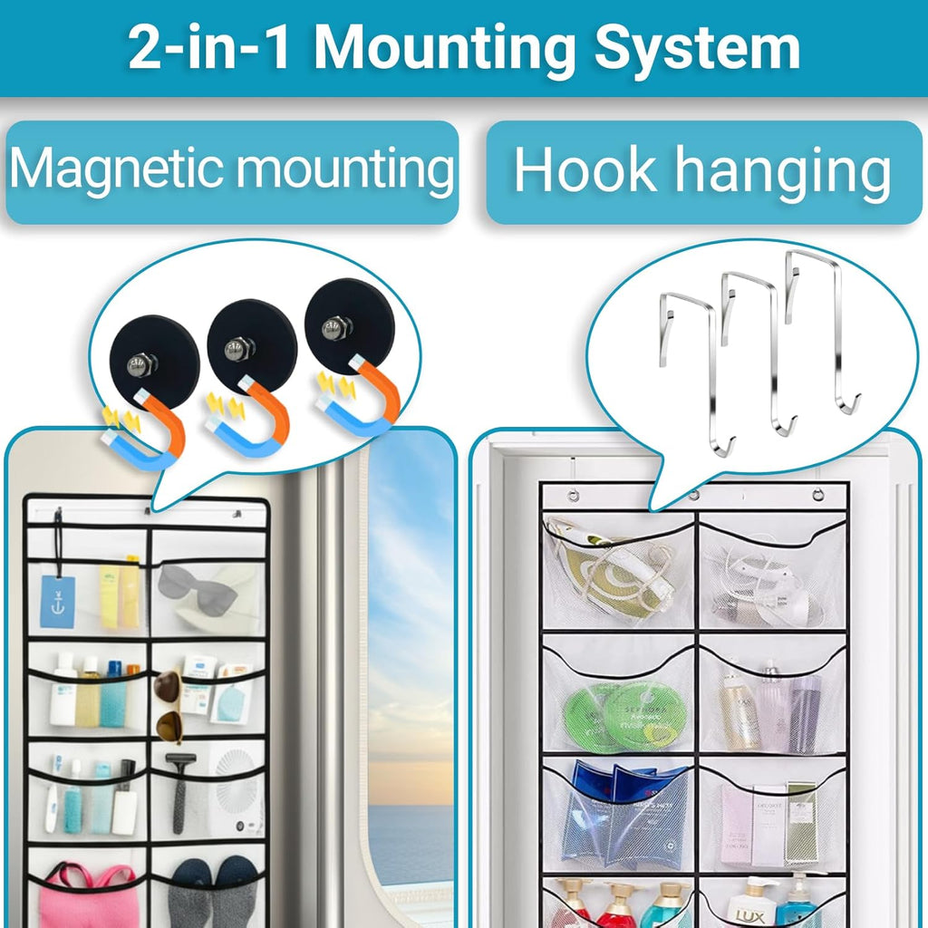 Magnetic Cruise Organizer, 14 Large Durable Pockets Over The Door Organizer For Cruise Ships, Magnetic & Hanging Cruise Organizer, Cruise Essentials 2026 （ 67" x 21.6"）
