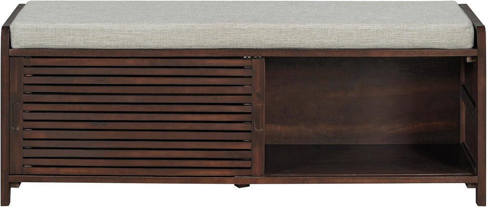 Merax Multipurpose Entryway Storage Bench with Shutter Doors, 43.3" Wood...