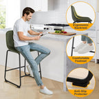 TAVR Counter Height Stools Set of 3, 24 inch Barstools Hold up to 500 lbs | Armless Faux Leather Bar Stools with Sturdy Alloy Steel Legs & Soft Backrest for Kitchen Island, Coffee Shop, Green