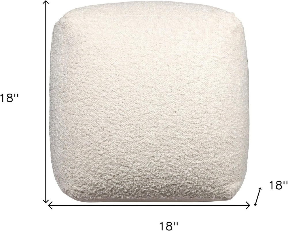 HomeRoots 18" Ivory Polyester Cube Outdoor Pouf Ottoman