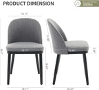 Upholstered Dining Chairs Set of 2,Modern Fabric Kitchen Side Chairs with Thick Cushions and Wood Legs,Comfy Dining Room Chairs with Curved Backrest for Restaurant/Cafe, Grey