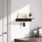 niffgaff Wall-Mounted Jewelry Organizer with Hooks and Shelf - Necklace Hanger Holder for Hanging Storage, Multi-Functional Wall Decor(for Rings, Earrings, Bracelets), Black
