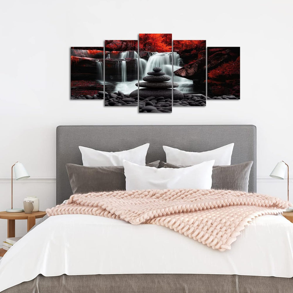 Conipit Black White Red Landscape Print Artwork for Living Room Red Tree Canv...