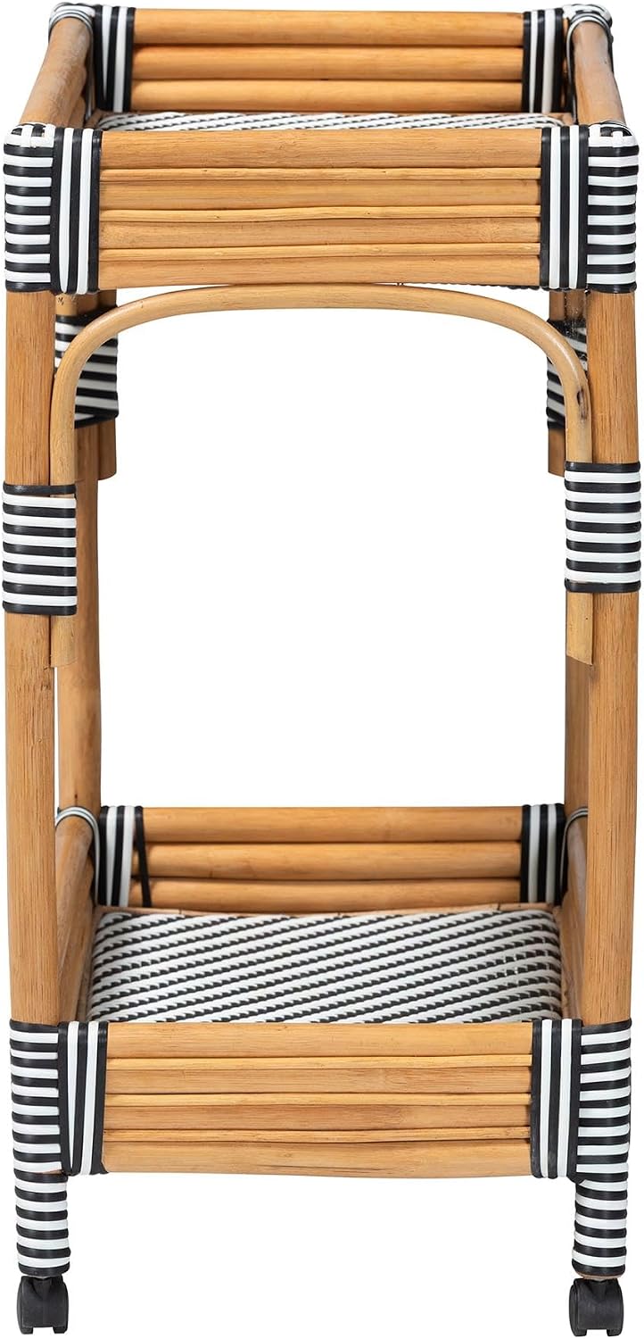 Bali & pari Carmine Natural Rattan Kitchen Cart - 2-Tier Handwoven Wicker...
