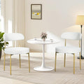 3-Piece 23.6" Round Dining Table Set for 2 with Upholstered Chairs – Space-Saving Modern Small Kitchen Cafe Bistro Set(Beige Boucle Chair)