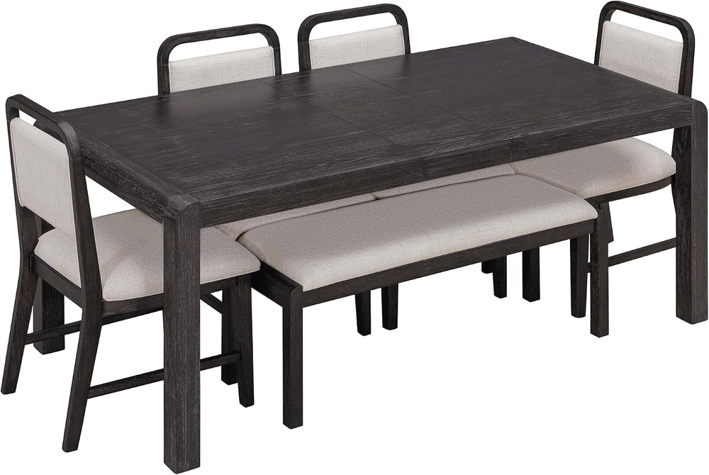 LUMISOL 6-Piece Solid Wood Dining Table Set, Extendable Kitchen Table Set for...