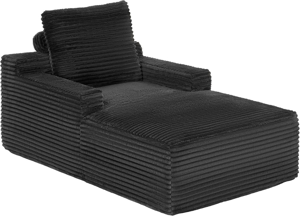 VanAcc 65" Boneless Chaise Lounge, No-Assembly Lounge Chair, Grey