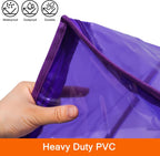 Vieshful Purple 40L Clear Clothes Storage Bag Colorful Clothes Organizer with Zipper Vinyl Storage Bag for Comforter, Blanket, Bedding, Duvet, Transparent Moving Totes 3 Pack