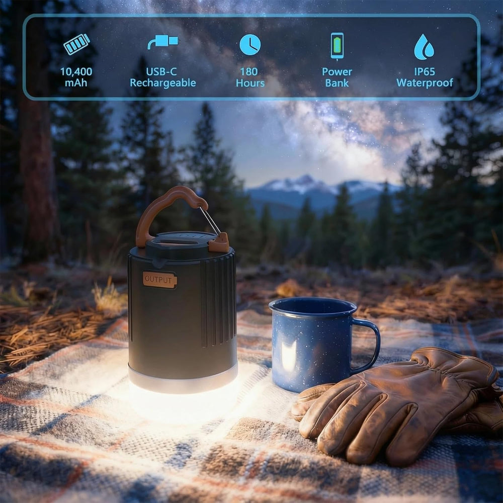 Camping Lantern for Power Outages IP65 Waterproof Camping Lights 10400mAh Por...