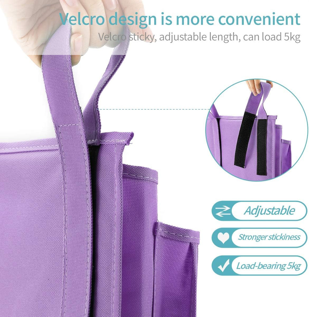 Bseash Bunk Bed Organizer, Bedside Caddy Hanging Bed Organizer Storage Bag 8 Pockets, for College Dorm Rooms Bed, Hospital Bed, Baby Bed Rails, 600D Oxford Cloth (Purple)