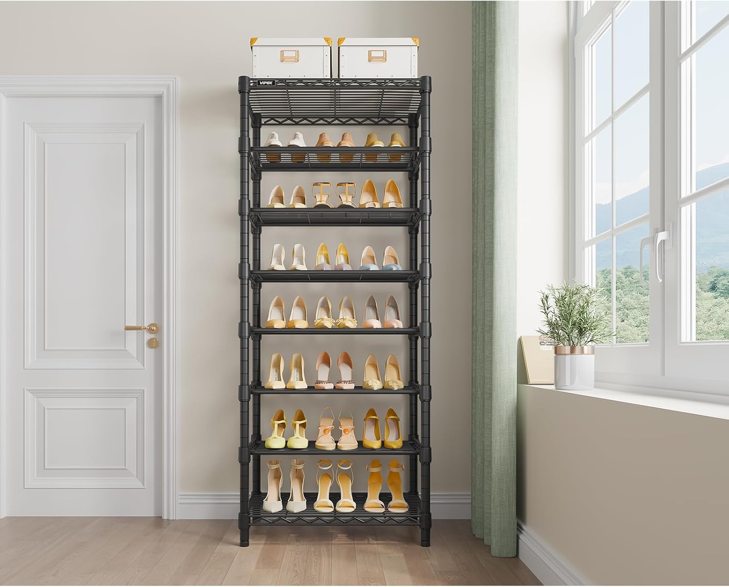 VIPEK S1 8Tier Shoe Rack, Metal Durable Heavy Duty Shoe Organizer, Black | Large Capacity Up to 24 Pairs, Adjustable & Detachable Shoe Shelves for Entryway/Bedroom/Closet, Holds Up to 544 lbs