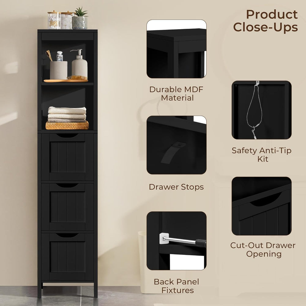 Yaheetech 56”H Bathroom Storage Cabinet, Narrow Freestanding Floor Cabinet wi...