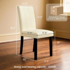 CHUN YI Dining Chairs Set of 8, Faux Leather Dining Room Chairs, High Back Upholstered Parsons Chairs for Dining Room Kitchen Side Chair with Sturdy Wood Legs, Cream