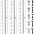 6 Pcs Dual Track Upright Wall Shelving System Heavy Duty Support System Twin Slot Shelf Rail Shelf Standards for Pantries Linen Closets Laundry Rooms(White,47.5 Inch)