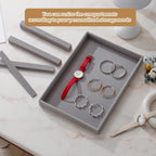 Large Jewelry Organizer for Drawer Insert Velvet Stackable Jewelry Trays for Earring Necklace Bracelet Ring Display (Gray, 16 Grids)