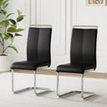 AZmac Modern Leather Dining Chairs Set of 2,Armless Kitchen Chairs,Dining Room Chairs with Upholstered Padded Seat and Sturdy Silver Chrome Legs for Dining Room,Kitchen (Set of 2, Black)