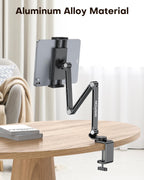 OMOTON Adjustable Tablet Stand for iPad, Desk Phone Holder for Bed with 2 Clamps, Flexible Aluminum Alloy Mount with 360° Rotation for 4-13" Devices (Black)