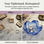 Gifts for Women Flower Jewelry Dish Ring Holder Dish Jewelry Tray Bathroom Vanity Organizer Blue Room Decor Aesthetic Nightstand Bedroom Decor Trinket Dish Small Friendship Wedding Birthday Gifts