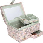 Depesche TOPModel Summer Feeling 13579 Large Jewellery Box in Pink with Model Motif and Floral Details, Jewellery Box with Code, Sound and Mirror