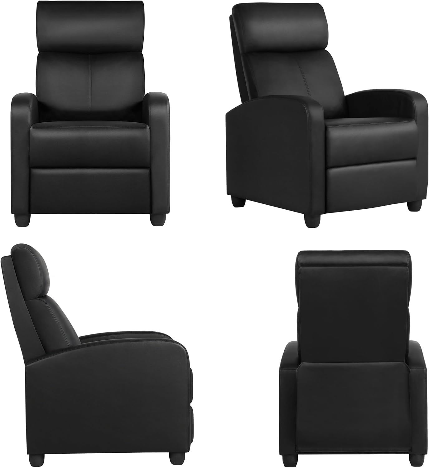 Yaheetech Recliner Chair PU Leather Recliner Sofa Home Theater Seating with Lumbar Support Overstuffed High-Density Foam & Pocket Springs, Push Back Recliners Armchair for Living Room