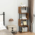 IBUYKE 5-Tier Tall Bookshelf,S-Shaped Geometric Bookcase, Wood Display Shelves with Storage,Industrial Bookshelf for Living Room Bedroom, Home Office, Rustic Brown WBC015H
