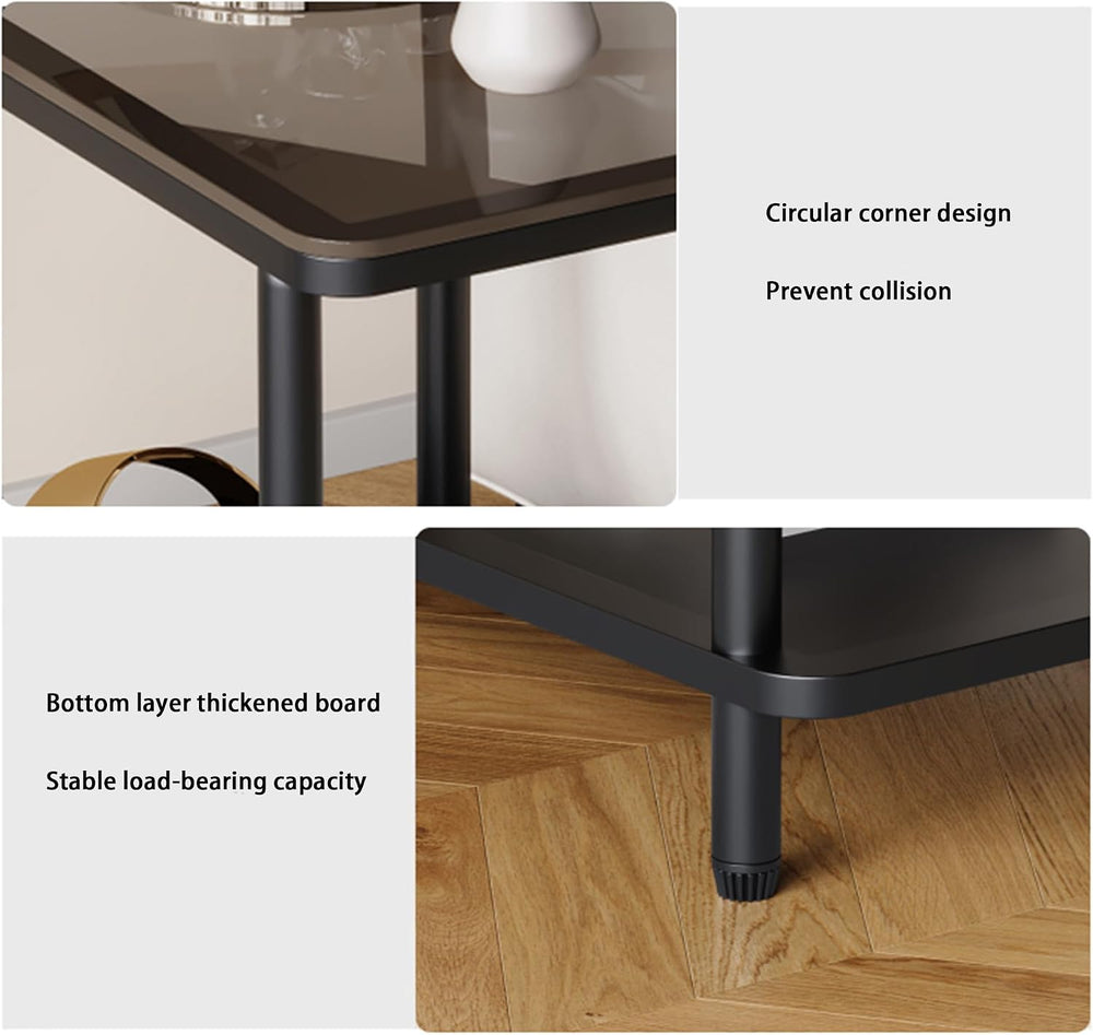 EASYSOUL Small Square Glass Coffee Tables for Living Room, 15.75 x 15.75 x 20...