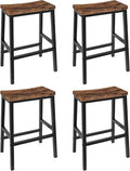 HOOBRO Bar Stools Set of 4, Counter Height Bar Stools, 23.6'' Bar Chairs, Saddle Stools with Footrests, Industrial Barstools for Dining Room, Kitchen, Bar, Rustic Brown and Black BF02MDP401