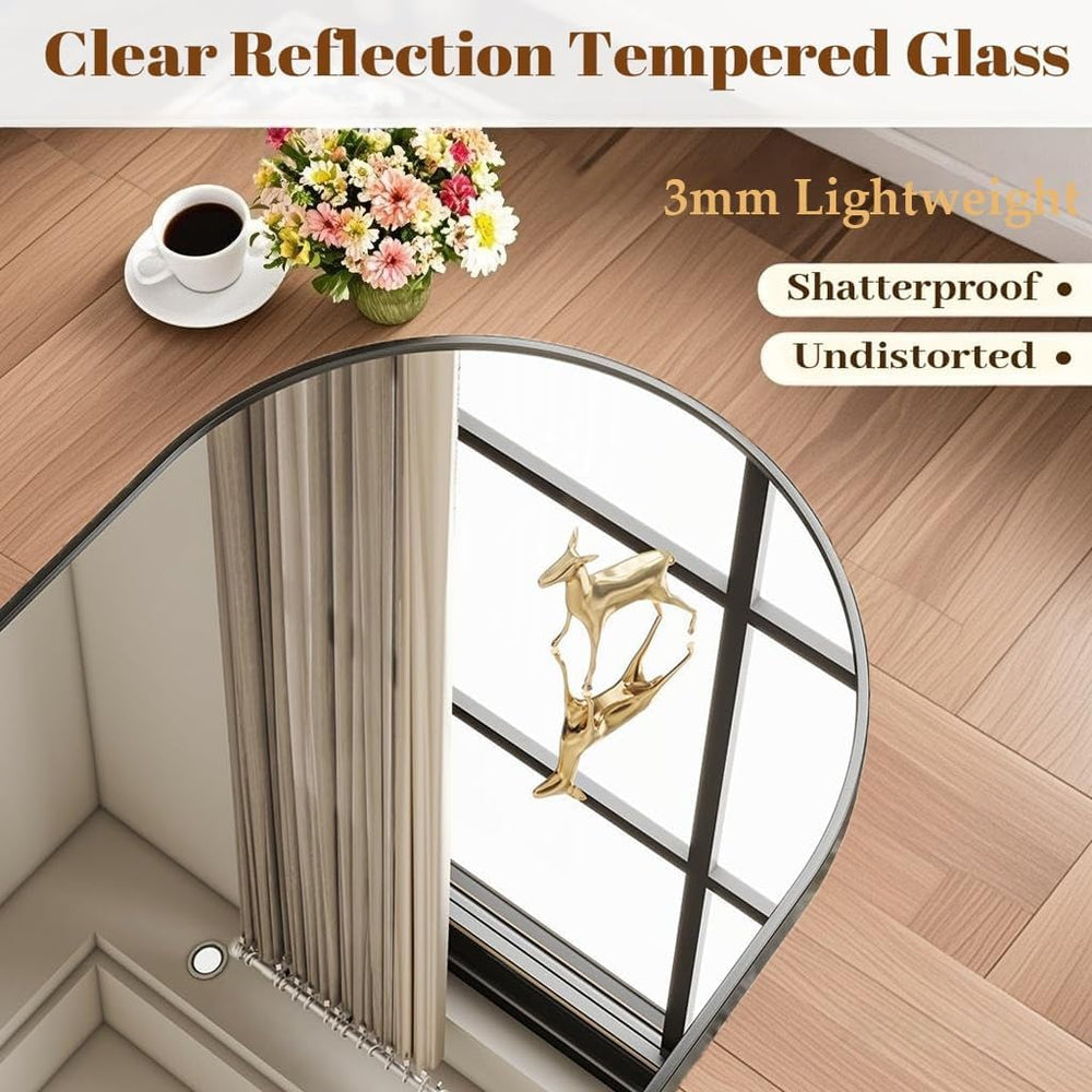 Arched Full Length Mirror, 81"x41" Large Floor Mirror, Black