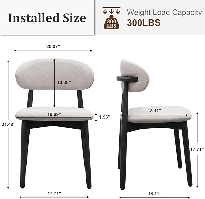Farmhouse Dining Chairs Set of 6,Mid Century Modern Fabric Upholstered Kitche...