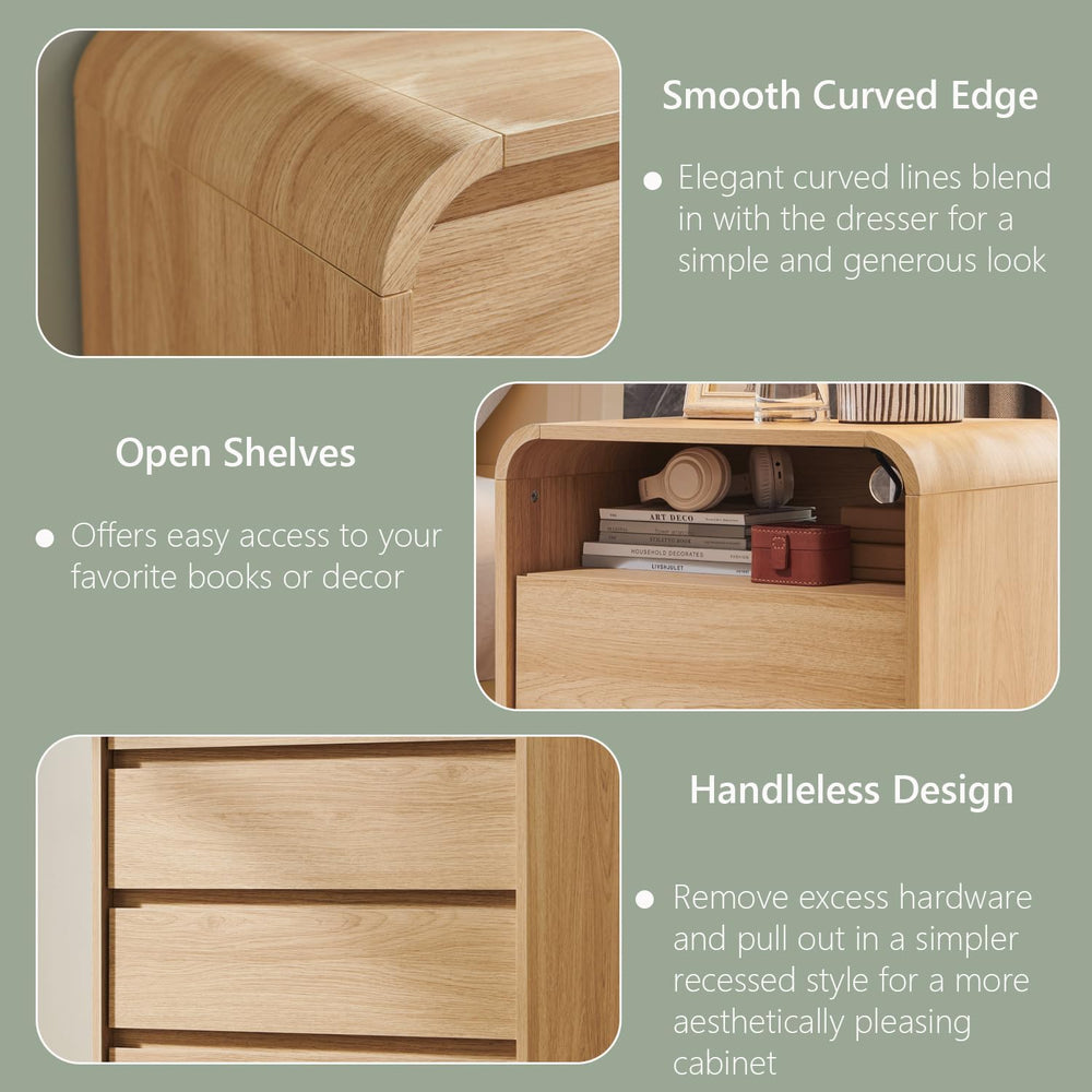 Aitjunz 25" Tall Modern Nightstand Set of 2, 23.6'' Wide Wood Be...