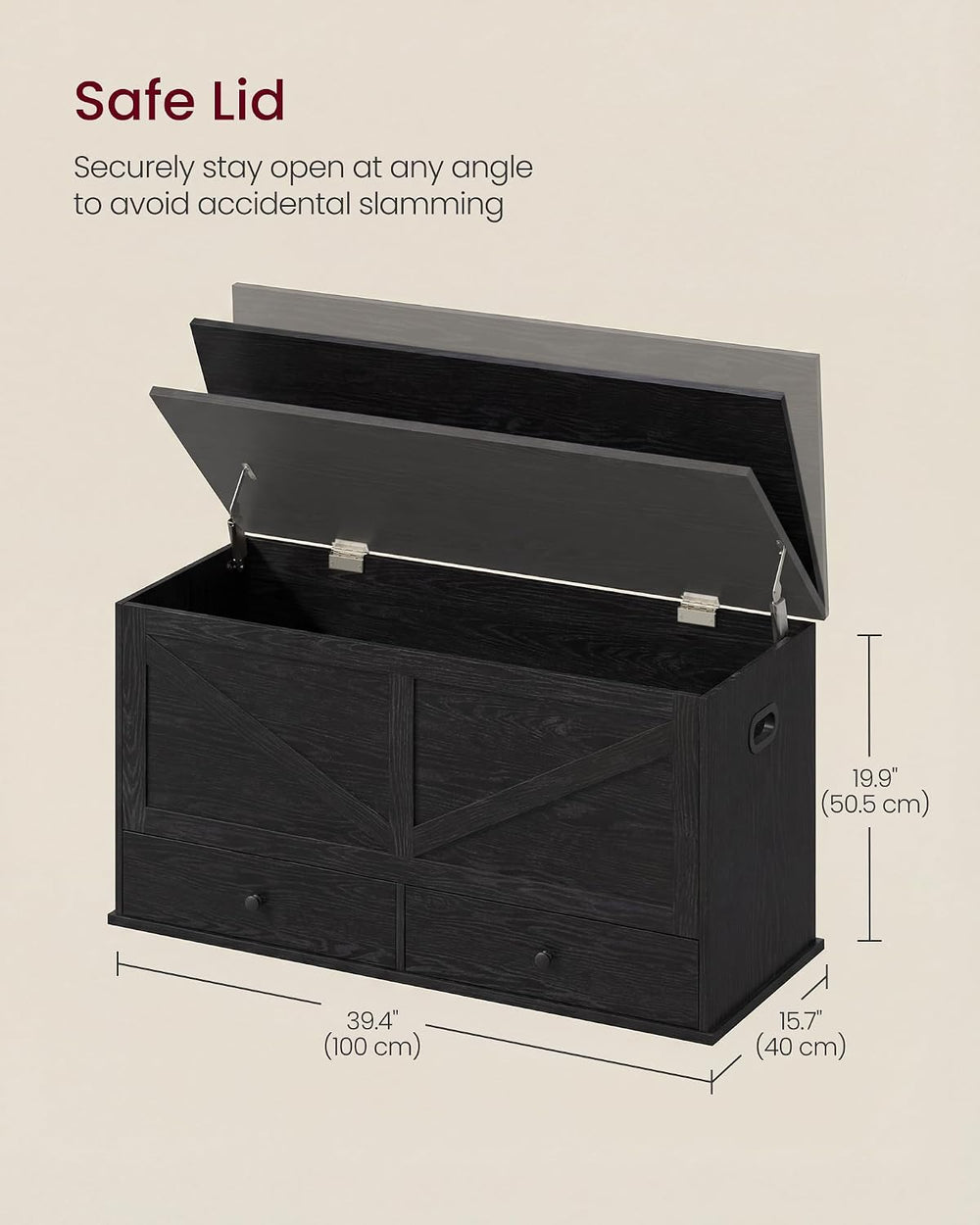 VASAGLE Storage Chest with 2 Fabric Drawers, 15.7 x 39.4 x 19.9 Inches | Stor...