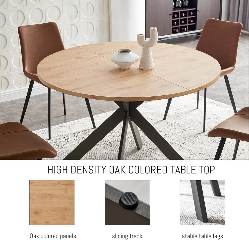 Zerifevni 46.4" Round Dining Table Set, Mid Century Modern Round Dining ...