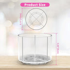 Small Pencil Organizer for Desk Acrylic 4 Compartments, Tiny Rotating Art Supply Organizer Kids, Spinning Round Marker Small Clear Desktop Caddy Swivel Office Pen Pencil Holder