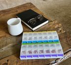 EZY DOSE Weekly (7-Day) Pill Organizer, Vitamin Container, and Daily Medicine Planner, 2X-Large Push Button Compartments, Arthritis Friendly, Easy to Use, 4 Times a Day, Clear Lids, BPA Free