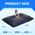 Hobestluk 3 in 1 Bean Bag Chair Giant Bean Bag Chairs for Adults with Plush Faux Fur Cover Convertible Bean Bag Floor Cushion with Machine Washable Cover for Living Room (Plush Dark Grey)