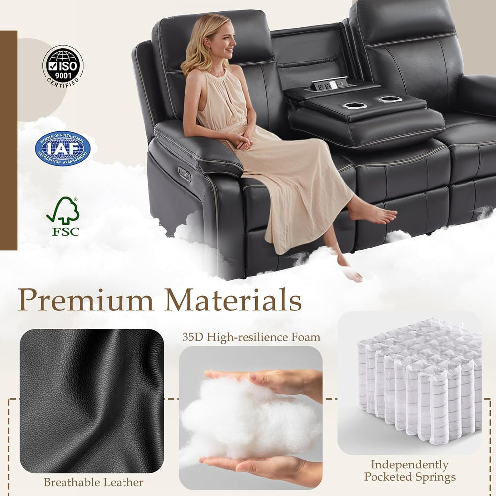 Power Reclining Sofa Set, Power Recliner Sofa and Loveseat Set with LED Light...
