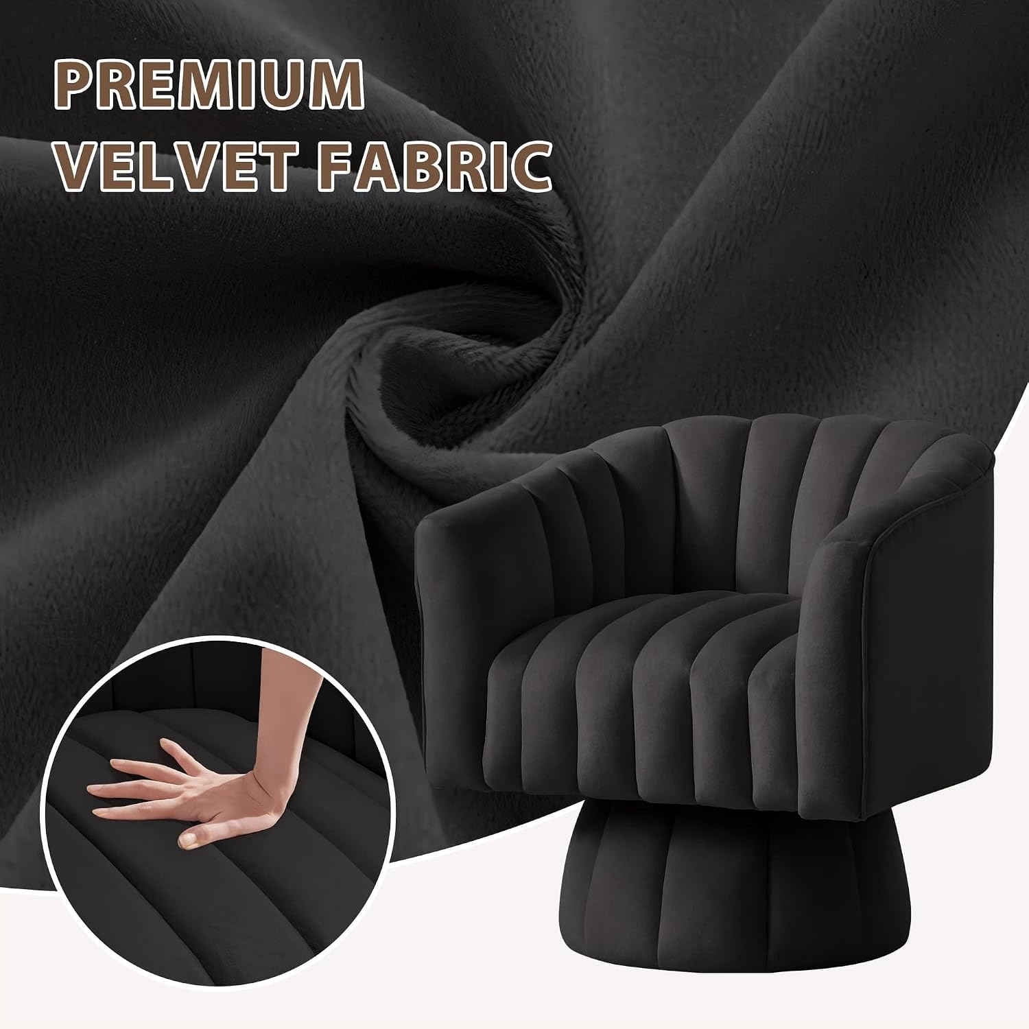 YSICK Swivel Accent Chair,360°Swivel Barrel Chairs, Mid-Century Chair with Wide Upholstered, Modern Velvet Fabric, Round Armchair for Living Room, Lounge, Bedroom