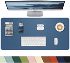 Leather Desk Protector, Non-Slip PU Laptop Mat, Waterproof Writing Pad for Office/Home (31.5"x15.7", Grey Blue)